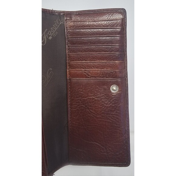 Vintage Fossil Brown Leather Trifold Check Book Credit Card Wallet 7"X4" - Picture 9 of 16